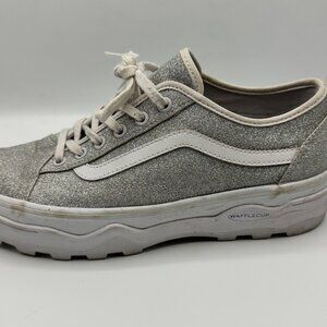 Vans Womens Ultrarange Glitter Sneakers 9.5 Silver & White Wafflecup Sole
